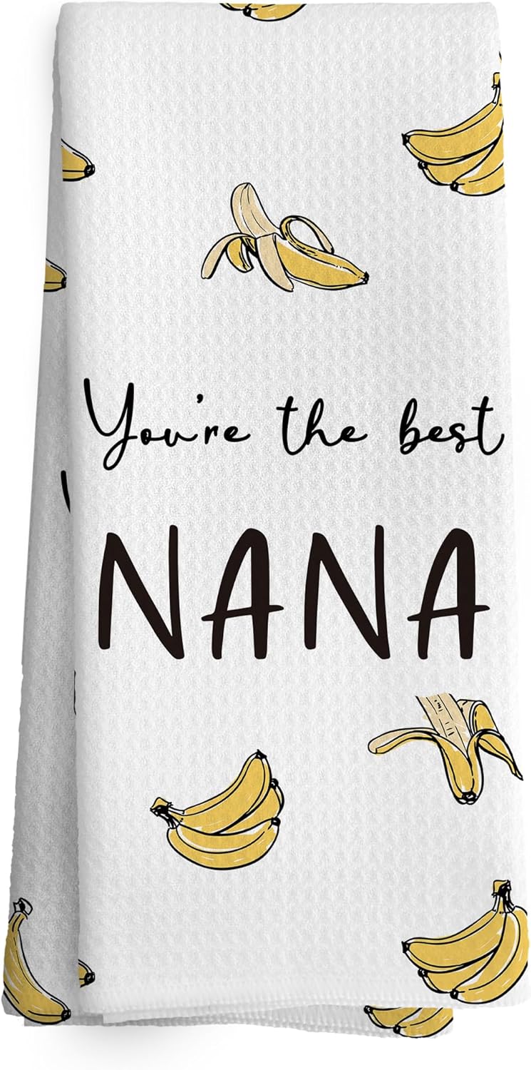 TAEDIN Nana Gifts Banana Kitchen Towels, Nana Gifts from Grandkids Dish Towel Dishcloth 16x24 Inches, Grandma Gifts for Mothers Day Decorative Absorbent Hand Tea Towels Decor - Image 1